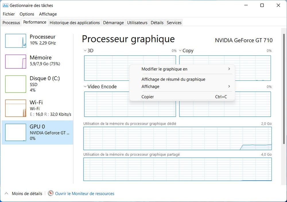 Vérifier la santé du GPU sous Windows 11