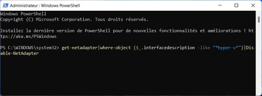 Désactiver les adaptateurs réseau Hyper-V