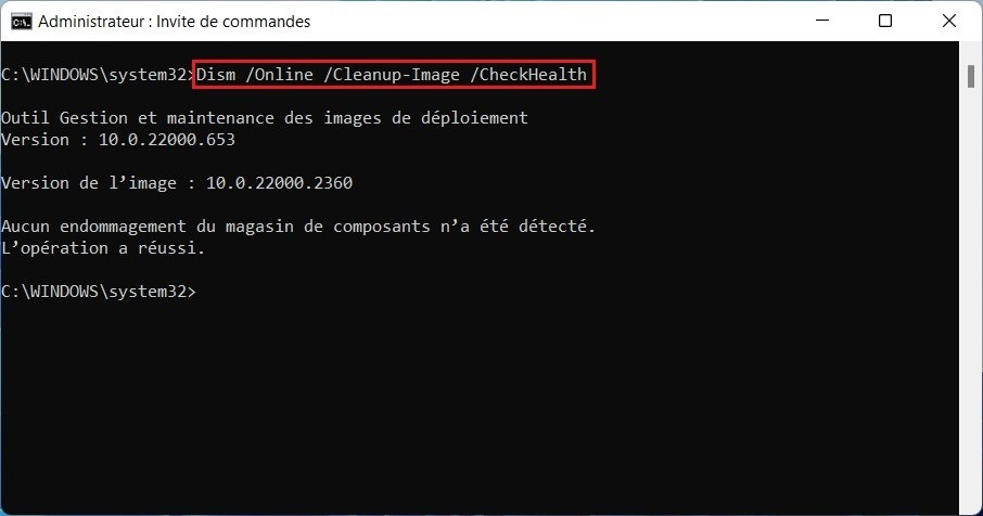Exécutez l'outil DISM