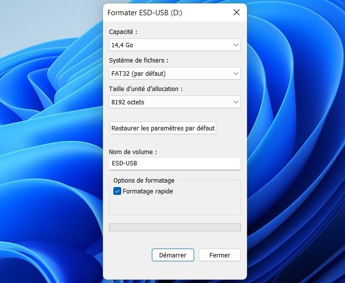 Formater la clé USB