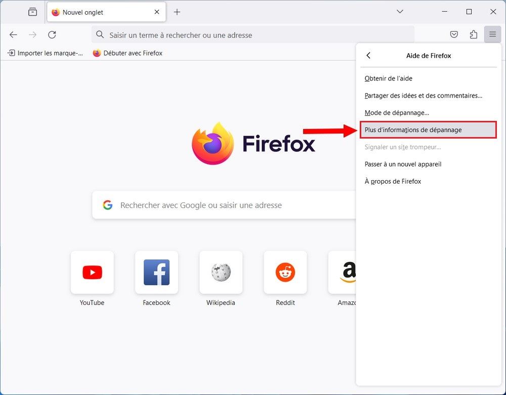 Informations de dépannage