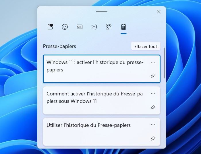 L'historique du Presse-papiers