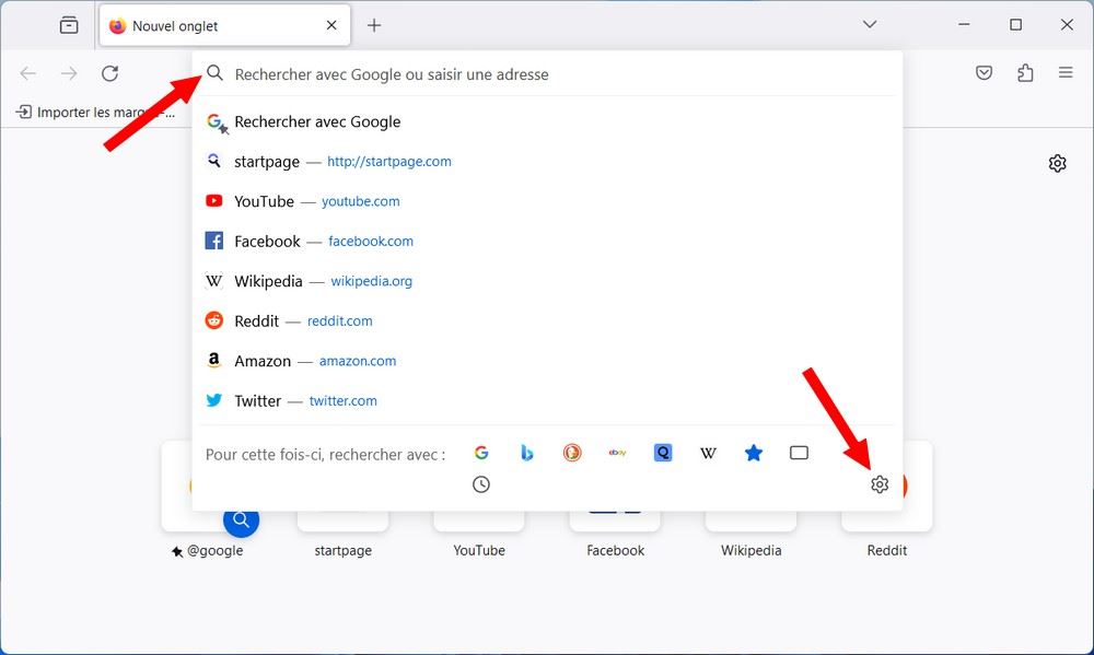Modifier les paramètres de recherche