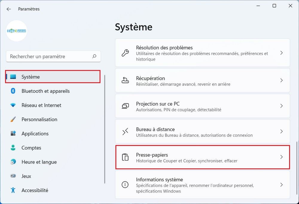 Paramètres Windows 11