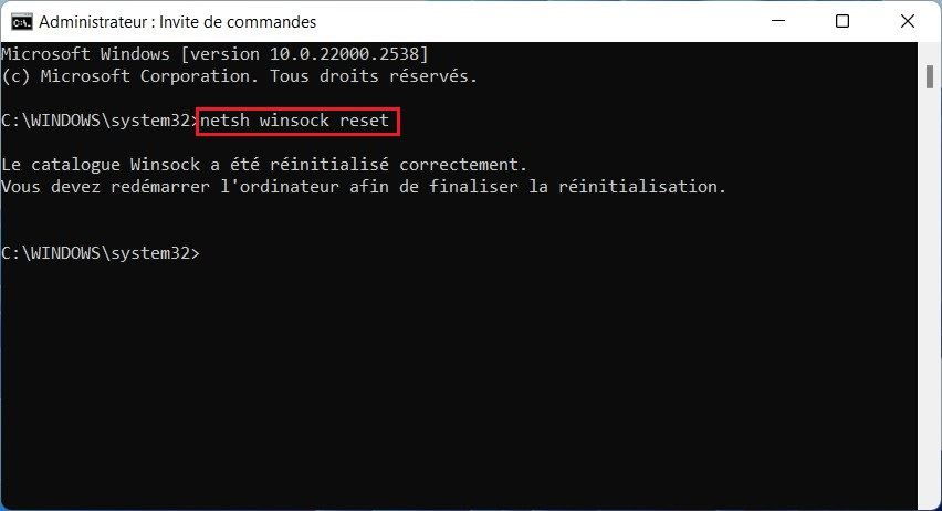 Réinitialiser Winsock sous Windows