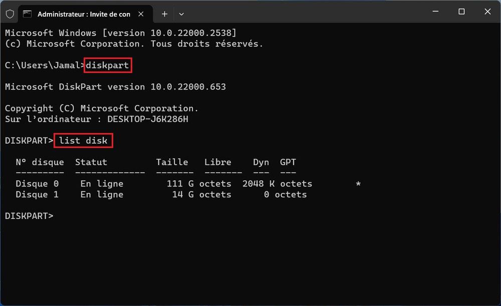 Utiliser l'outil Diskpart pour retirer la protection en écriture