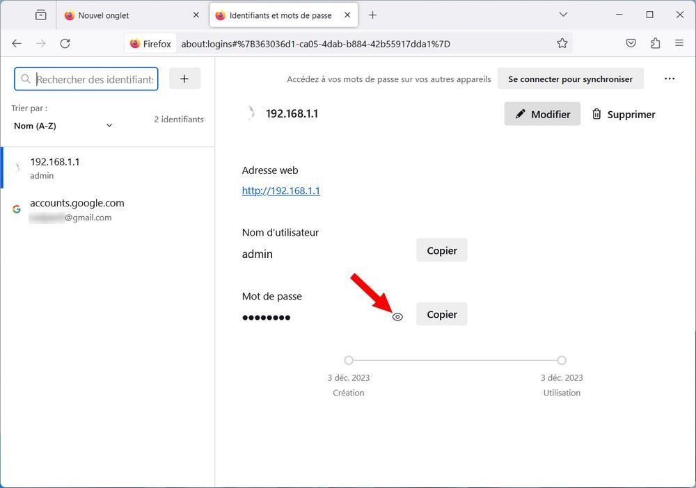 Afficher un mot de passe enregistré sur Firefox