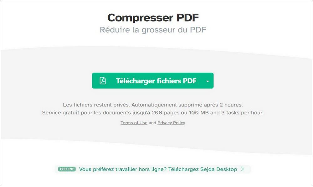 Compresseur PDF Sejda