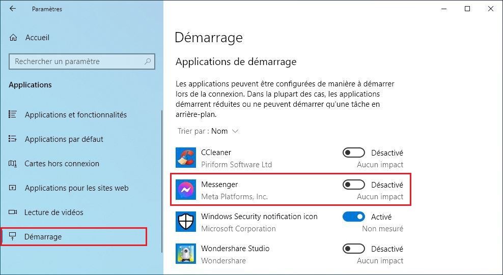 Désactiver certains programmes de démarrage