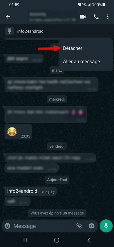 Désépingler un message sur WhatsApp