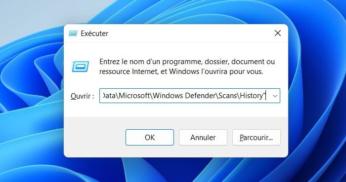 Effacer manuellement l'historique de la protection de sécurité Windows