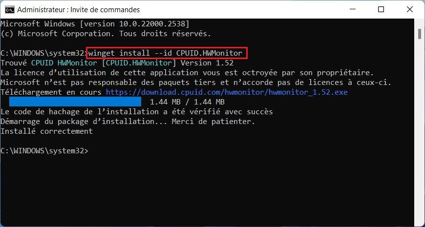 Installer l'application HWMonitor