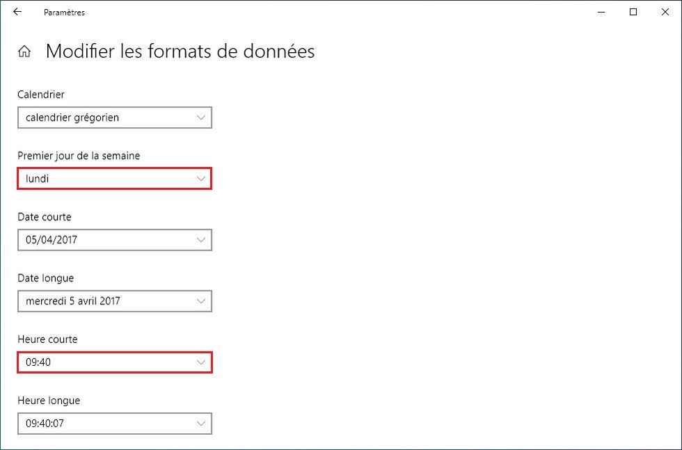 Les options de langue