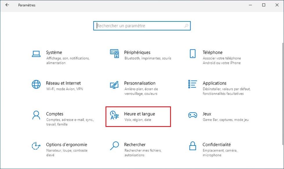 Les paramètres Windows 10