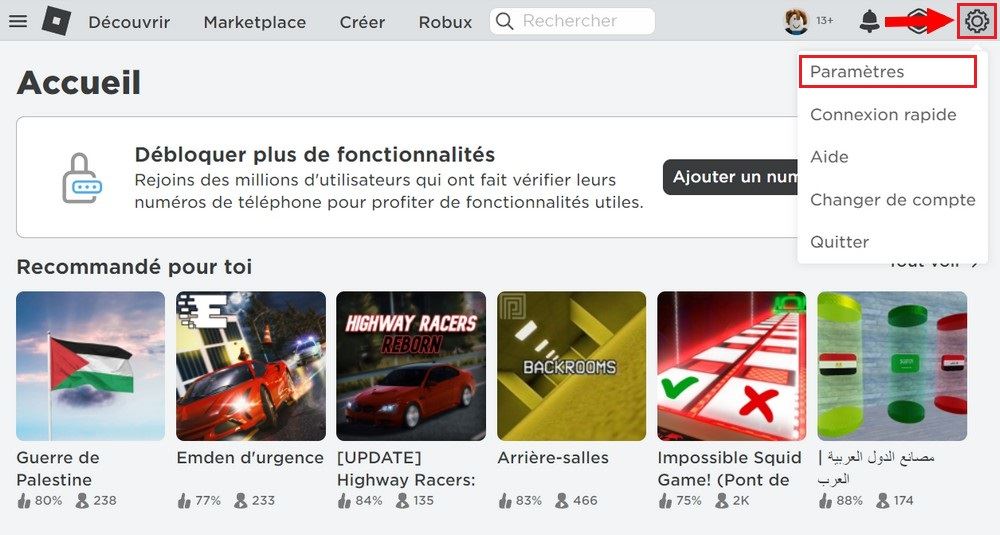 Paramètres Roblox