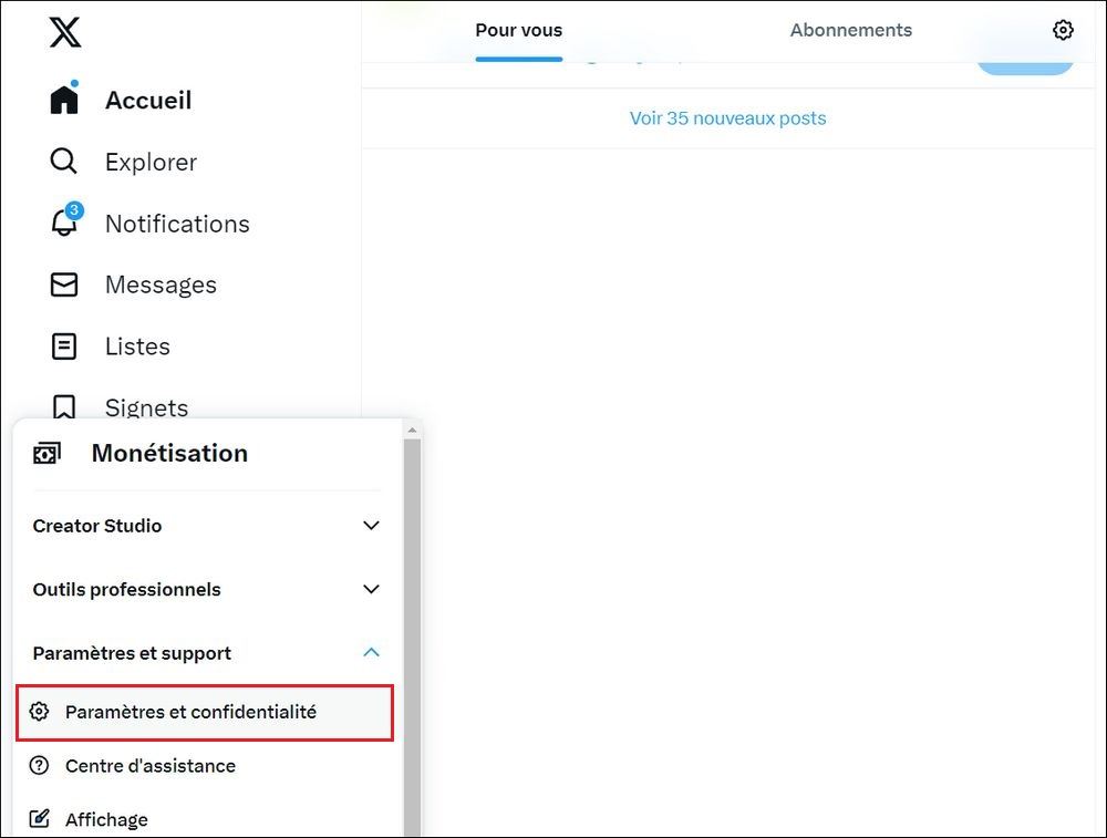 Paramètres et confidentialité