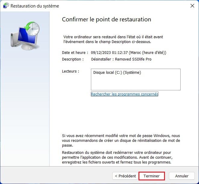 Récupérer un programme désinstallé