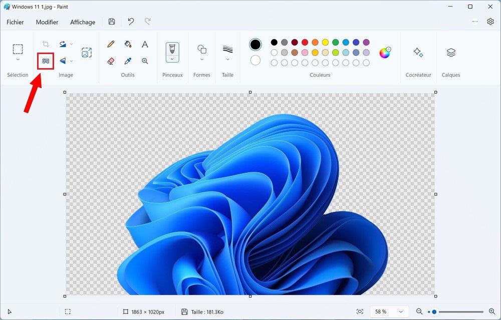 Supprimer l'arrière-plan de l'image avec Paint