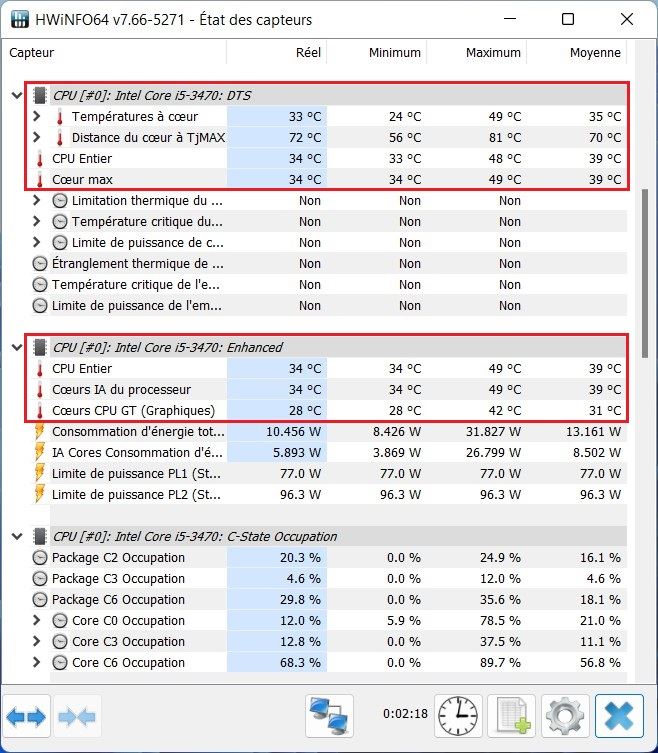 Vérifier la température du processeur avec HWiNFO