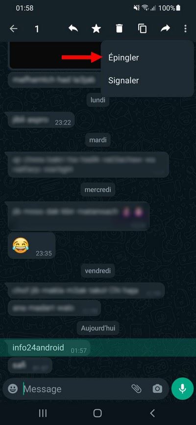 épingler un message sur WhatsApp