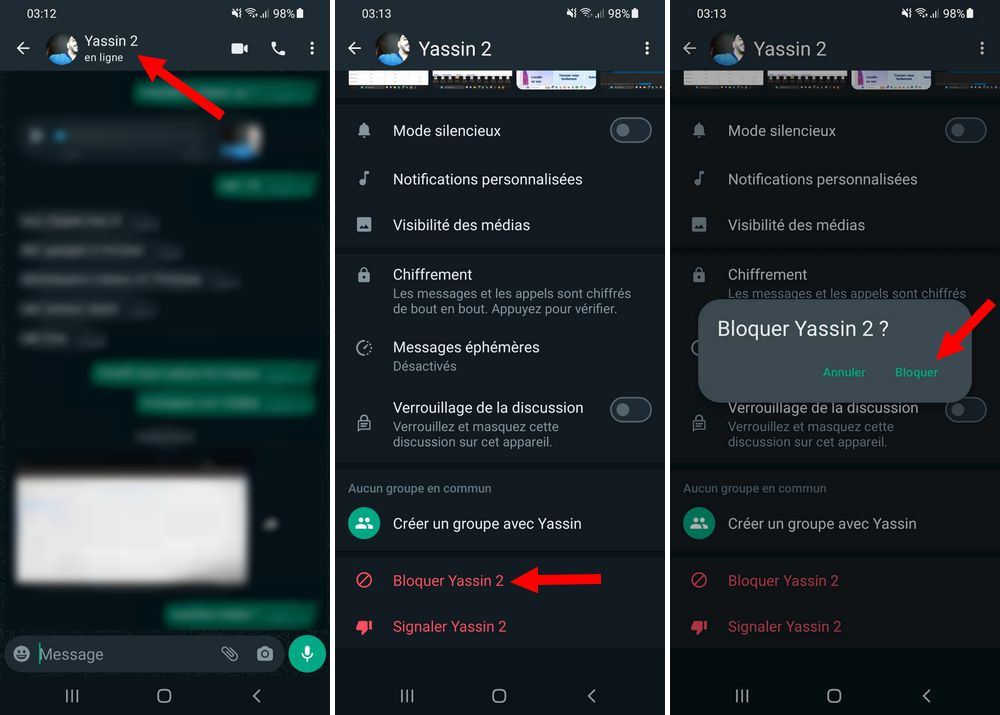 Bloquer un contact sur WhatsApp