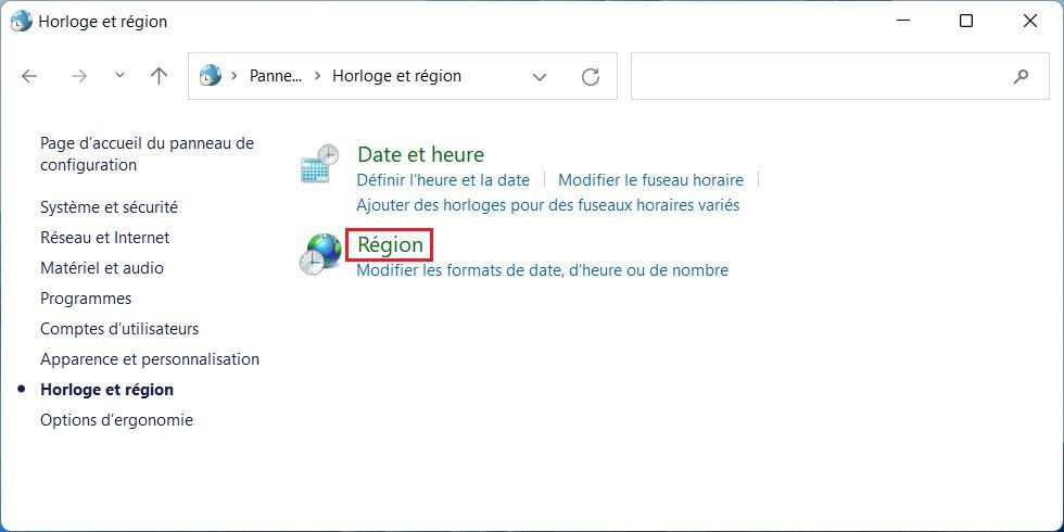 Changer le format de date sous Windows 11