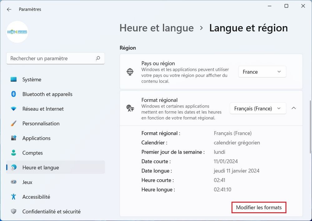 Changer le format de date
