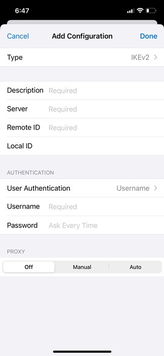 Configurer VPN sur iPhone