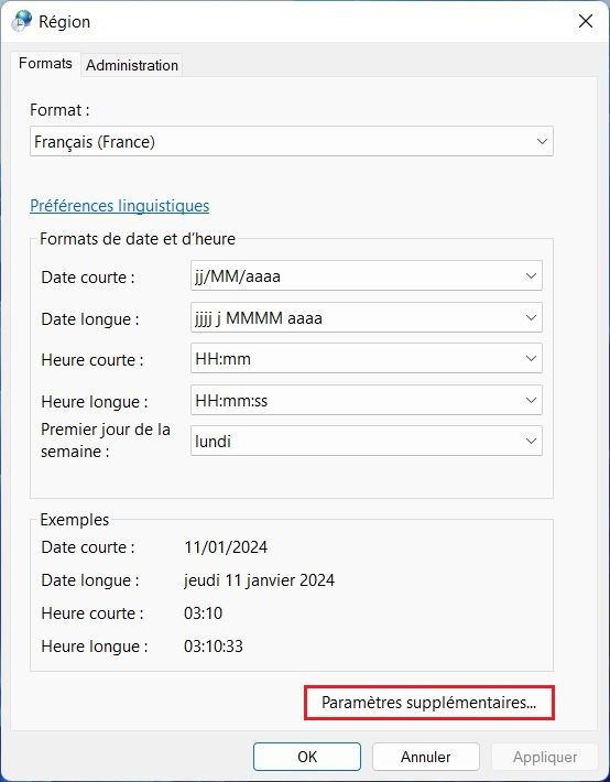 Créer un format personnalisé à partir du Panneau de configuration
