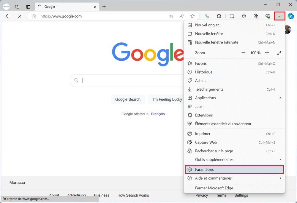 Paramètres Microsoft Edge