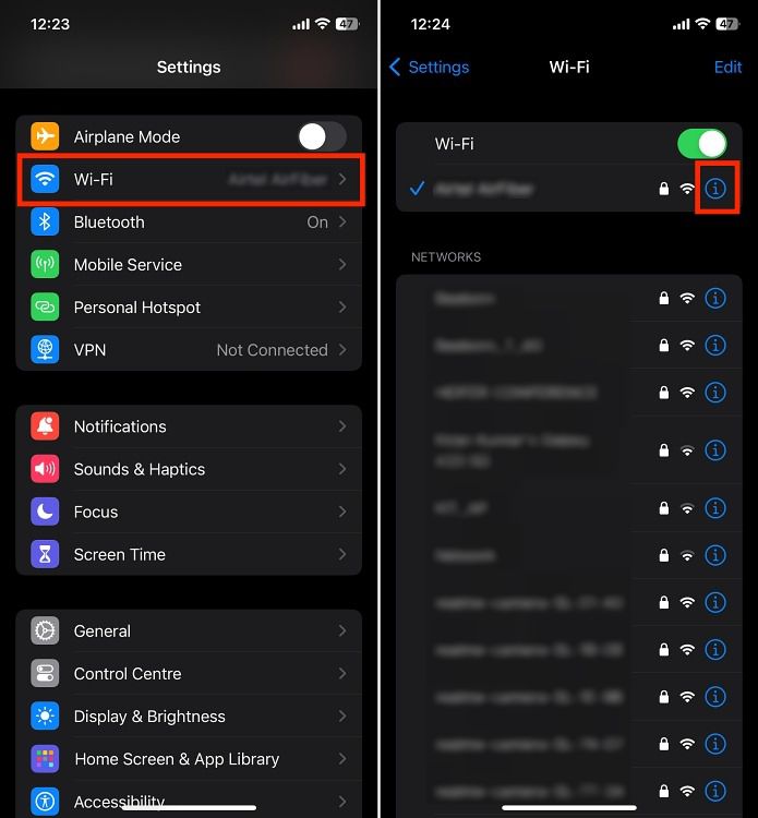 Paramètres Wi-Fi sur iPhone