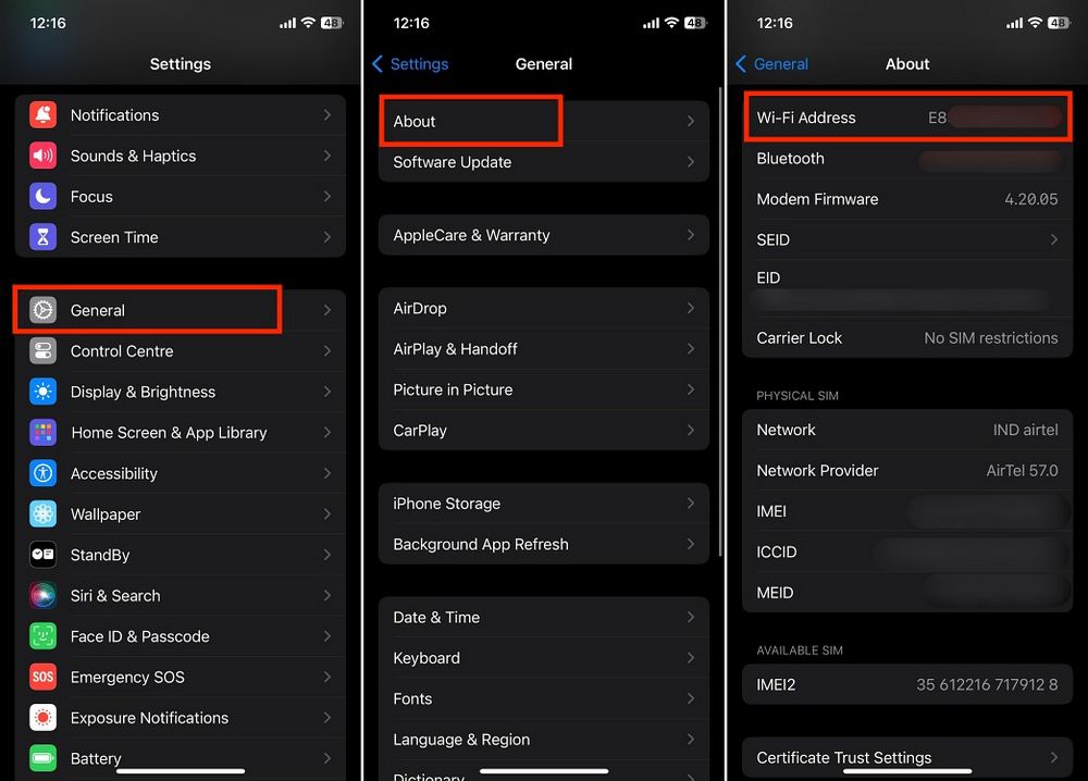 Trouver l'adresse MAC sur iPhone
