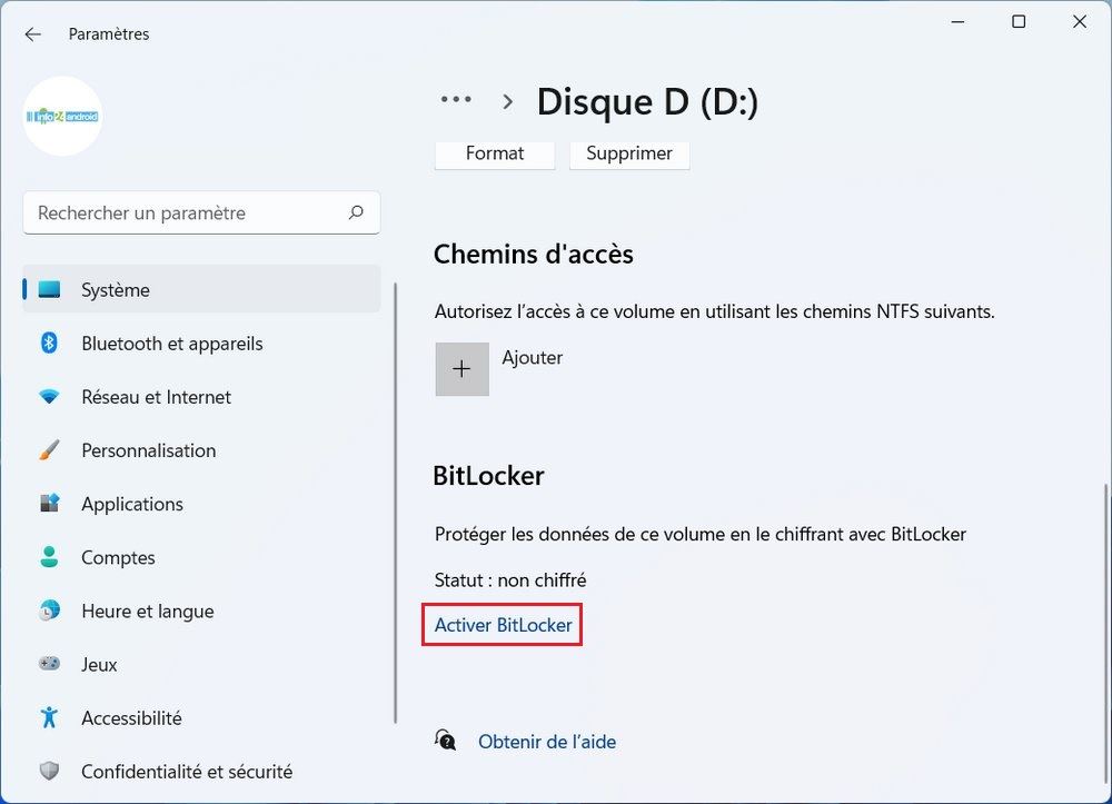 Activer BitLocker dans Windows 11