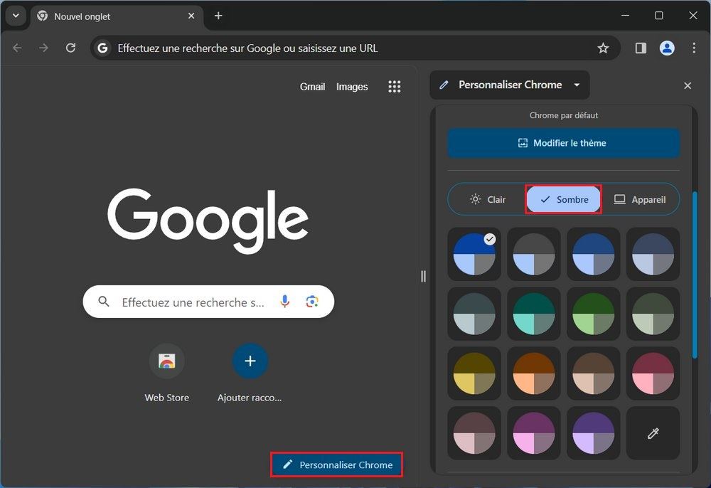 Activer le mode sombre de Google Chrome