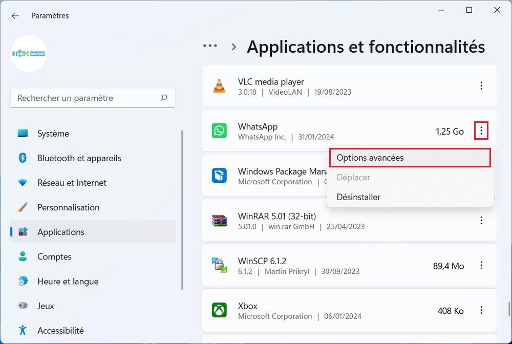 Applications et fonctionnalités