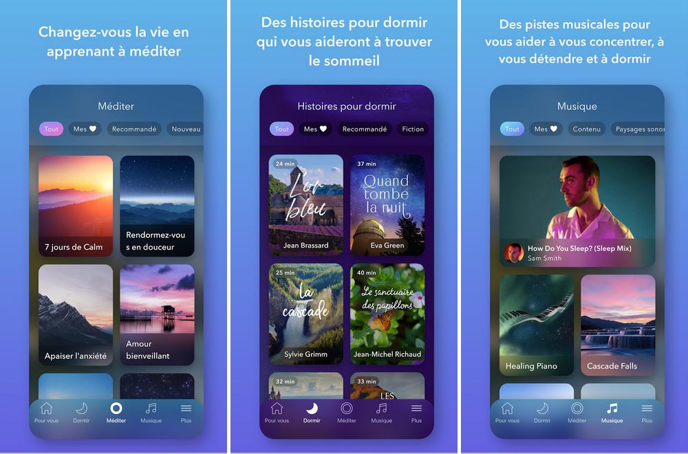 Calm - applications gratuites pour bien dormir