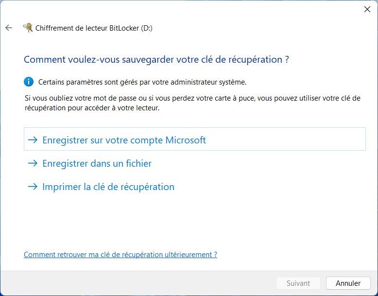 Chiffrement de lecteur BitLocker