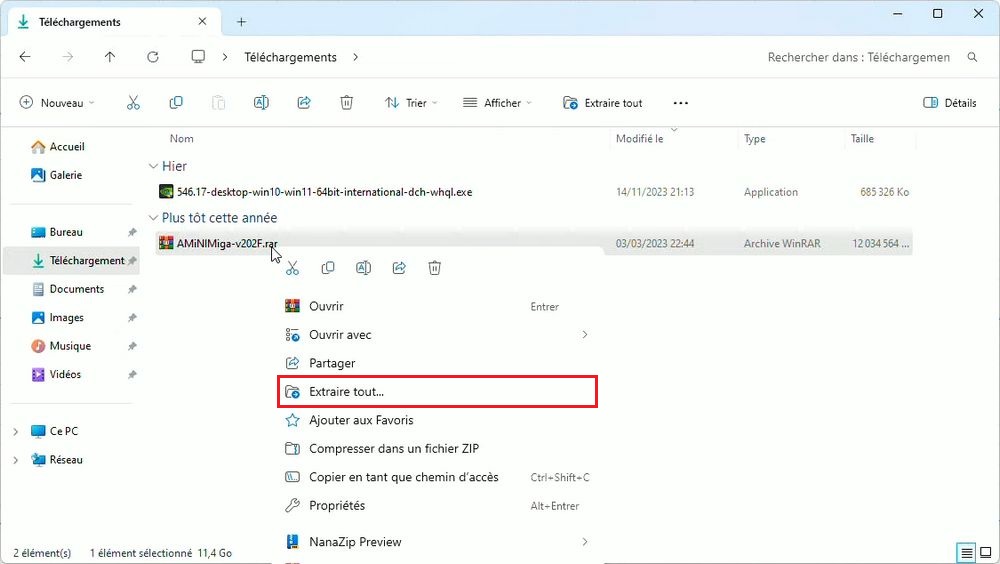 Décompresser un fichier RAR