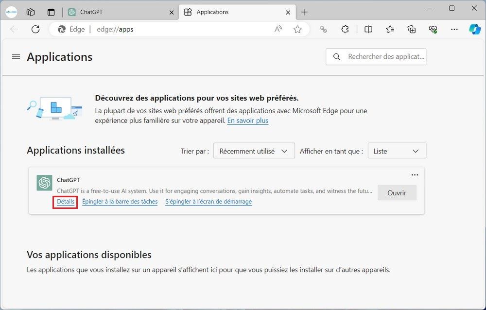 Désinstaller l'application ChatGPT