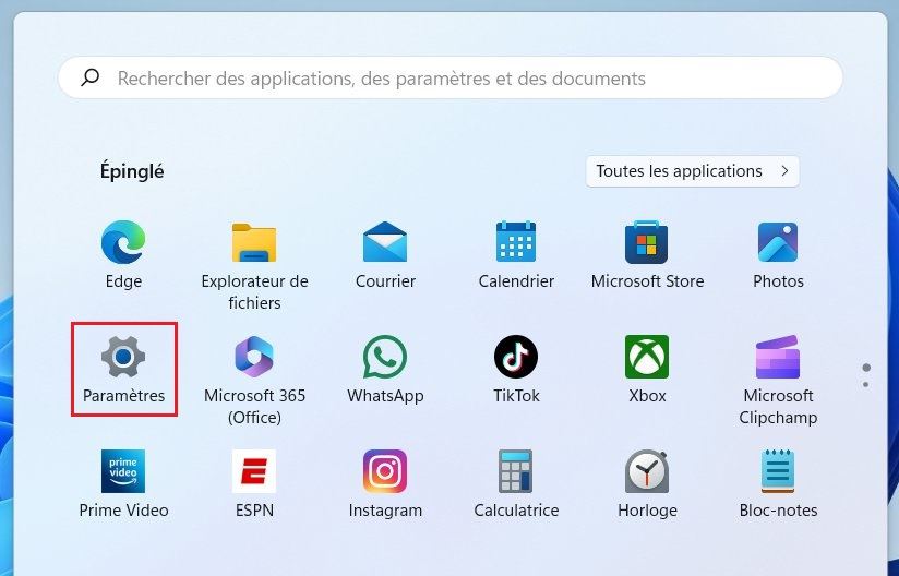 Paramètres Windows 11