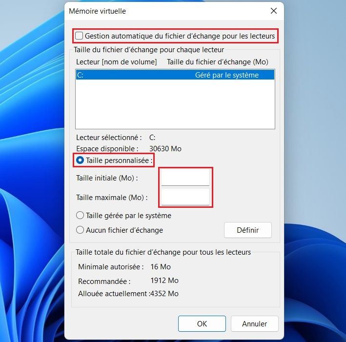 Augmenter la mémoire virtuelle