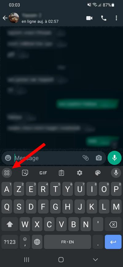Icône de la barre d'outils Gboard