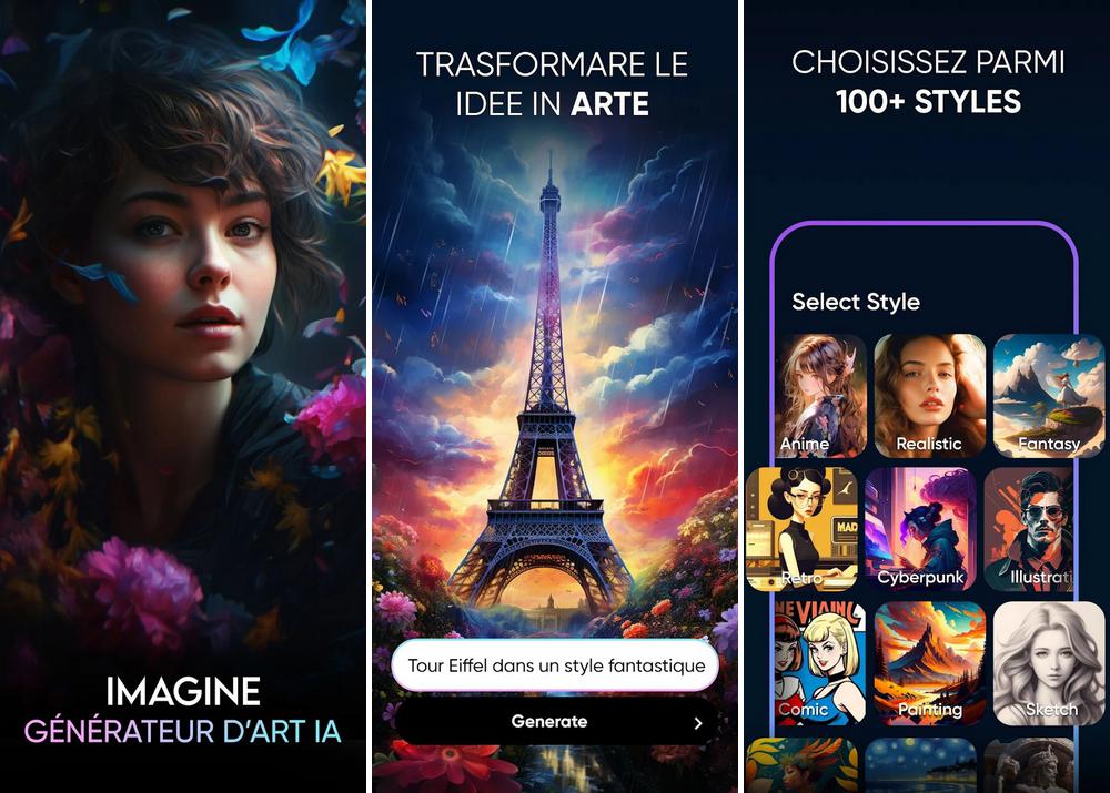 Imagine - meilleure application d'IA