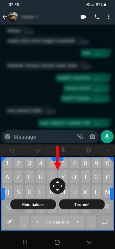 Réduire la taille du clavier sur Samsung