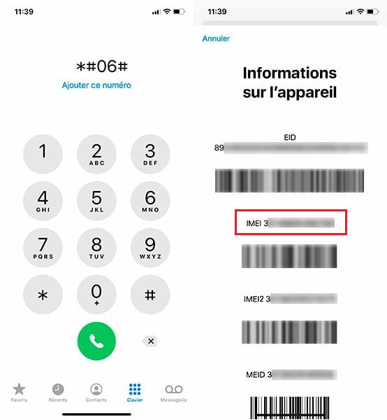 Trouver le numéro de série IMEI sur un iPhone