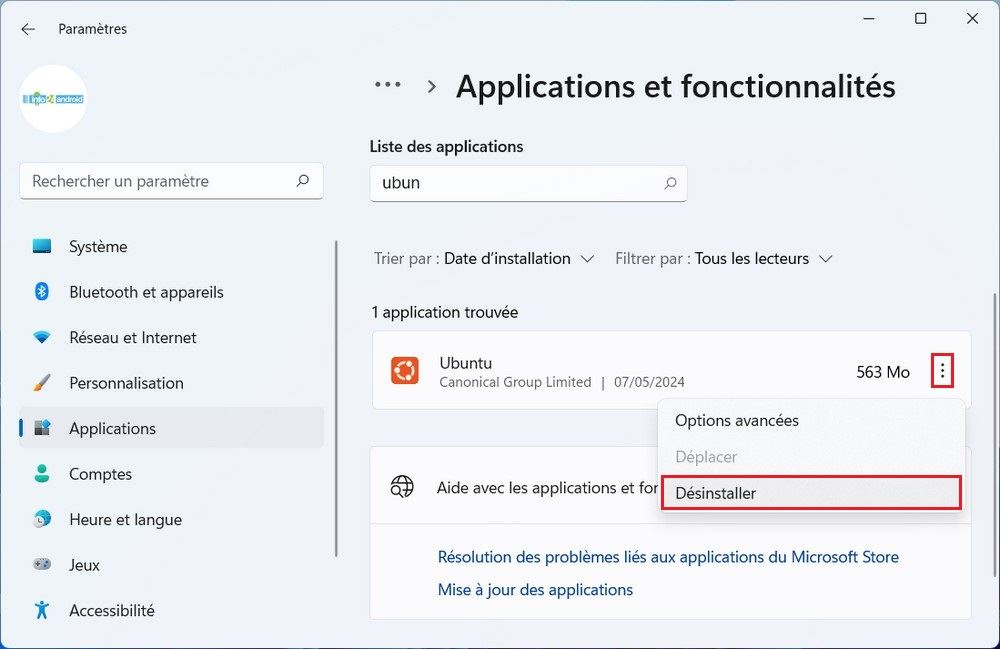 Désinstaller une distribution Linux WSL