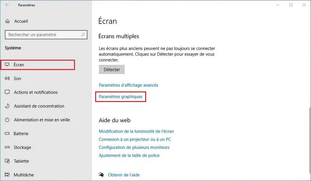 Paramètres graphiques