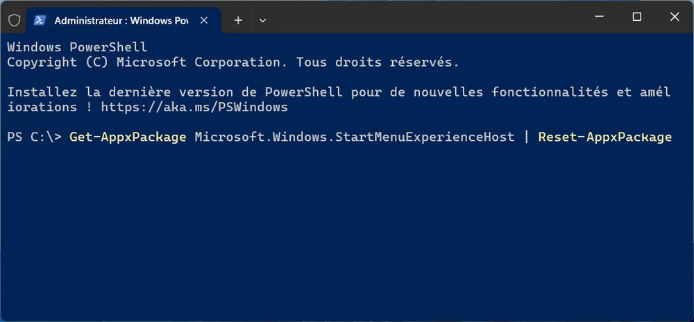 Réinitialiser le menu Démarrer