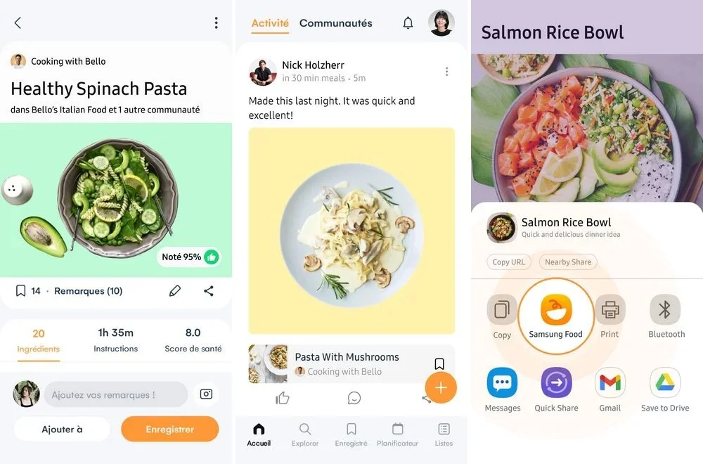 Samsung Food - application de planification de repas