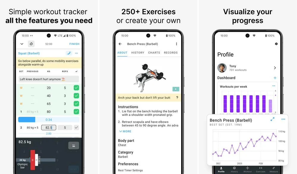Strong - application de musculation pour Android